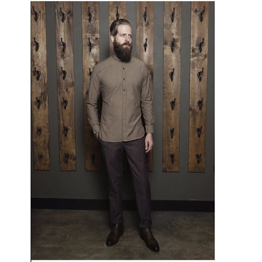 Bykowski Tailor & Garb Journeyman Cotton Twill Shirt Detachable‎ Collar Size L